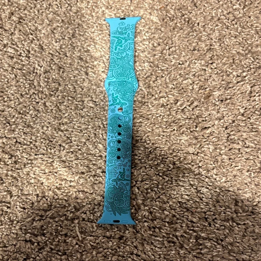 Turquoise Patterned Silicone Watch Band for Smartwatches